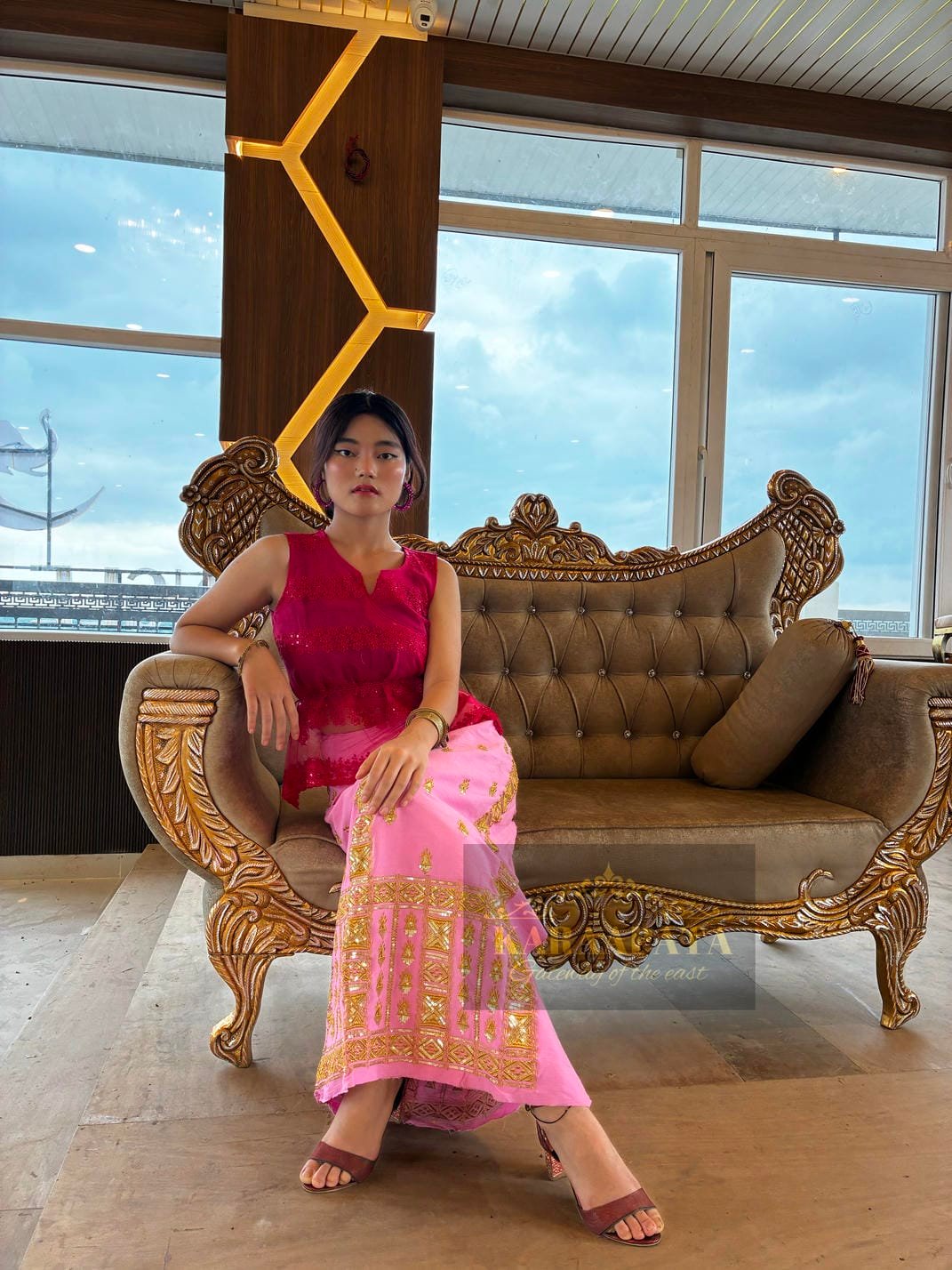 Lace magenta pink top